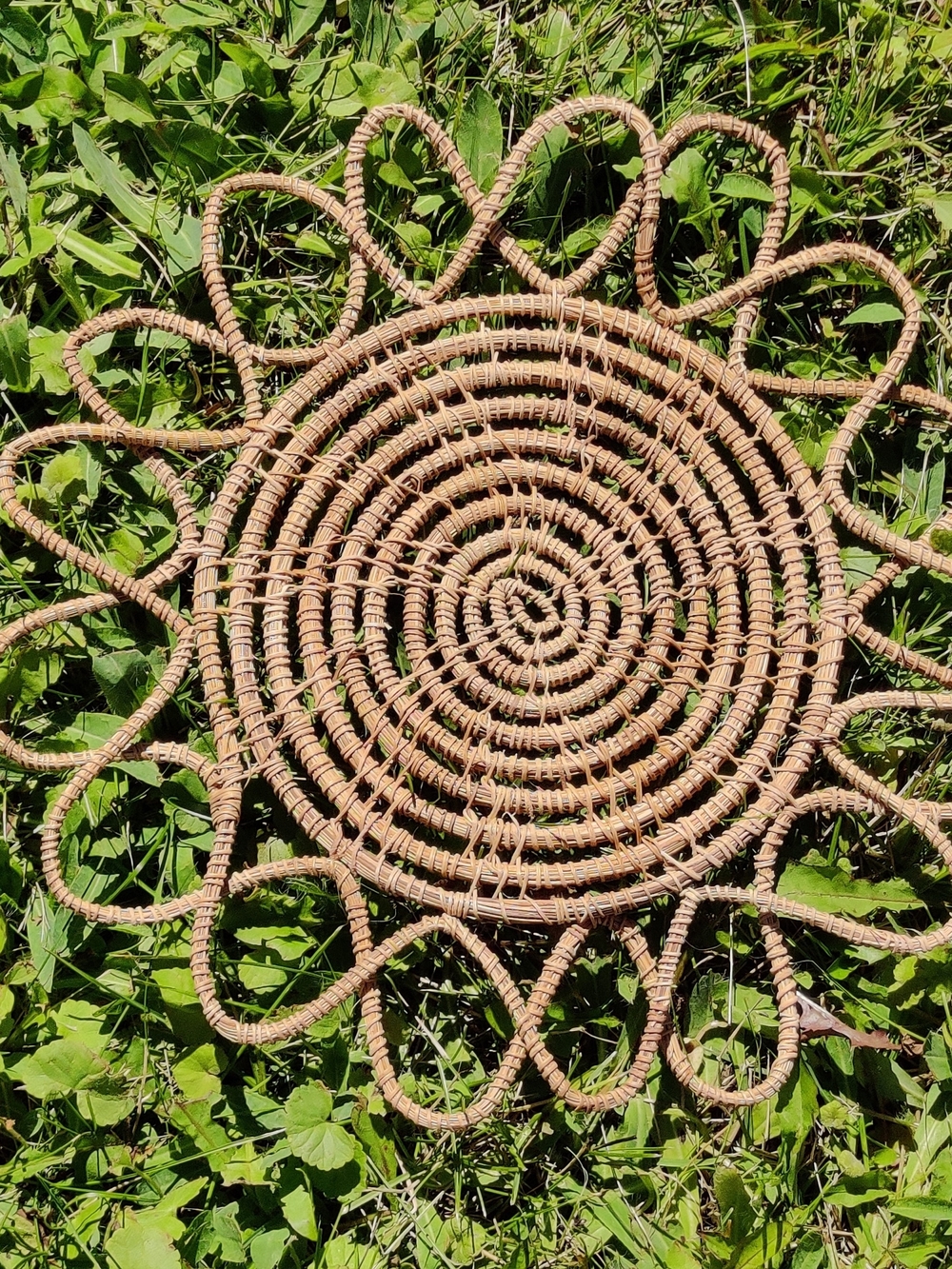 Single Pc Handwoven Natural Rattan Sunburst Wall Art - Brown